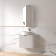 Siena 750 Curved Matte White Fluted Wall Hung Vanity - Acqua Bathrooms