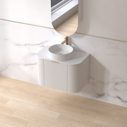 Siena 750 Curved Matte White Fluted Wall Hung Vanity - Acqua Bathrooms
