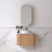 Siena 600 Curved Light Walnut Fluted Wall Hung Vanity - Acqua Bathrooms