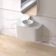 Siena 900 Curved Matte White Fluted Wall Hung Vanity - Acqua Bathrooms
