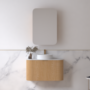 Siena 900 Curved Light Walnut Fluted Wall Hung Vanity - Acqua Bathrooms