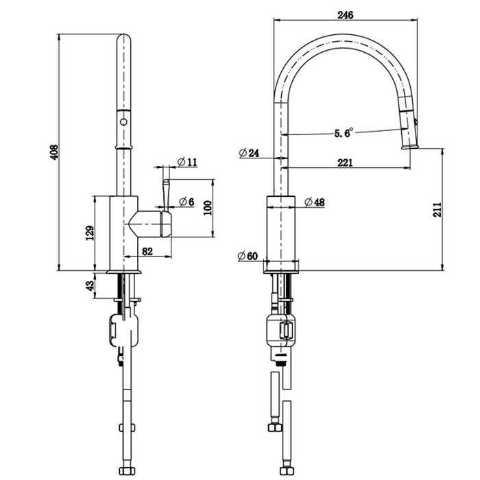 Mica Brushed Nickel Heritage Pull-Out Sink Mixer