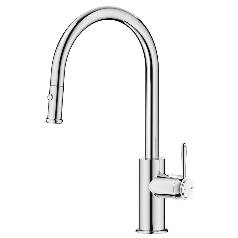 Mica Chrome Heritage Pull Out Gooseneck Sink Mixer