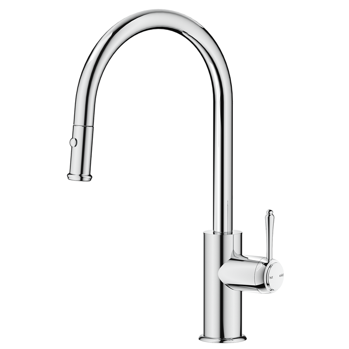 Mica Chrome Heritage Pull Out Gooseneck Sink Mixer