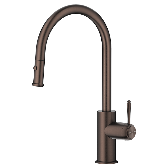 Mica Dusk Bronze Heritage Pull Out Gooseneck Sink Mixer