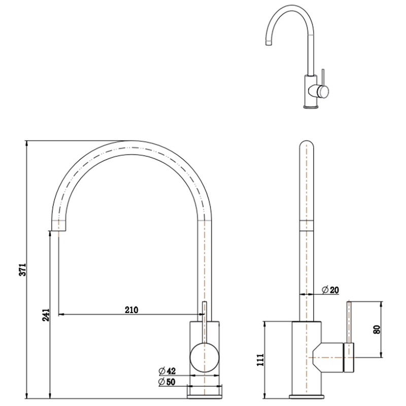 Mica Dusk Bronze Gooseneck Sink Mixer