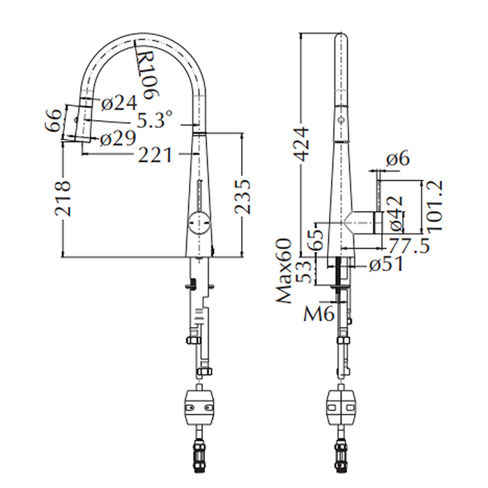 Mica French Gold Pull-Out Cone Sink Mixer