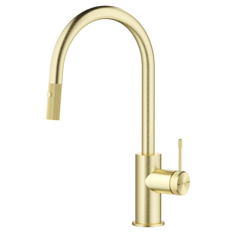 Mica French Gold Fluted Pull-Out Sink Mixer