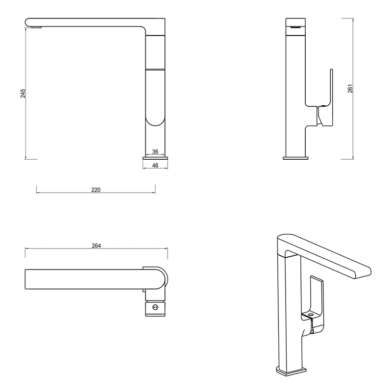 Beki Matte Black Sink Mixer