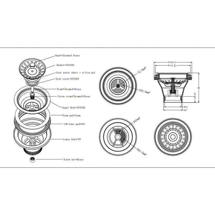 Gun Metal Sink Drain