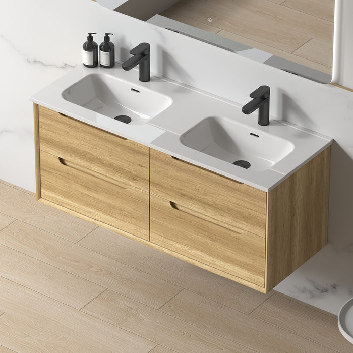 Solena 1200mm Sand Oak Double Wall Hung Vanity