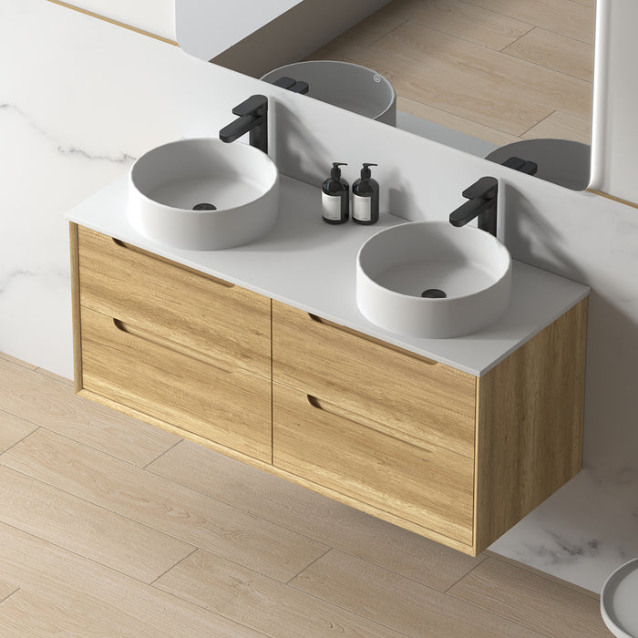 Solena 1200mm Sand Oak Double Wall Hung Vanity