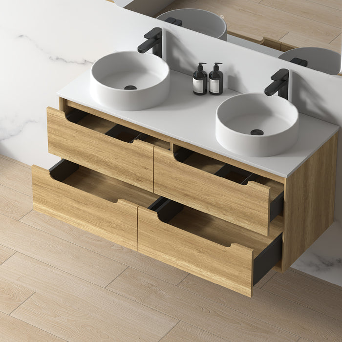 Solena 1200mm Sand Oak Double Wall Hung Vanity