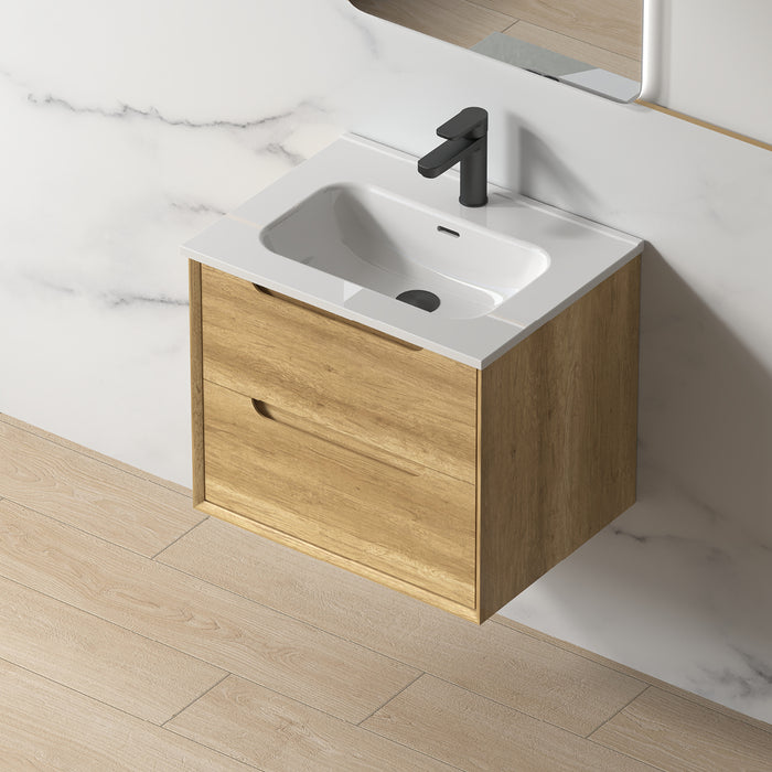 Solena 600mm Sand Oak Wall Hung Vanity