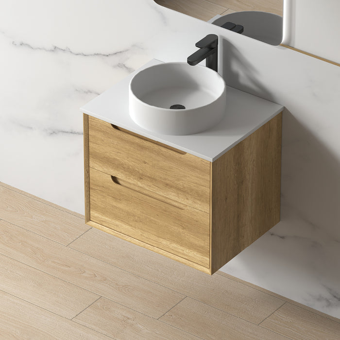 Solena 600mm Sand Oak Wall Hung Vanity