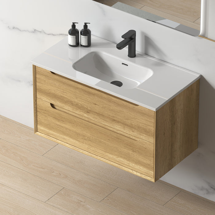 Solena 900mm Sand Oak Wall Hung Vanity