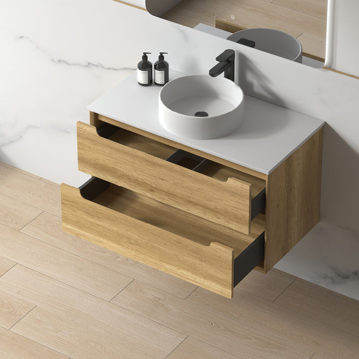 Solena 900mm Sand Oak Wall Hung Vanity