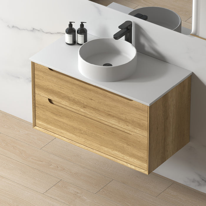 Solena 900mm Sand Oak Wall Hung Vanity