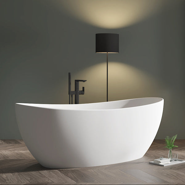 Sorena 1630mm Stone Matte White High End Oval Freestanding Bath Tub
