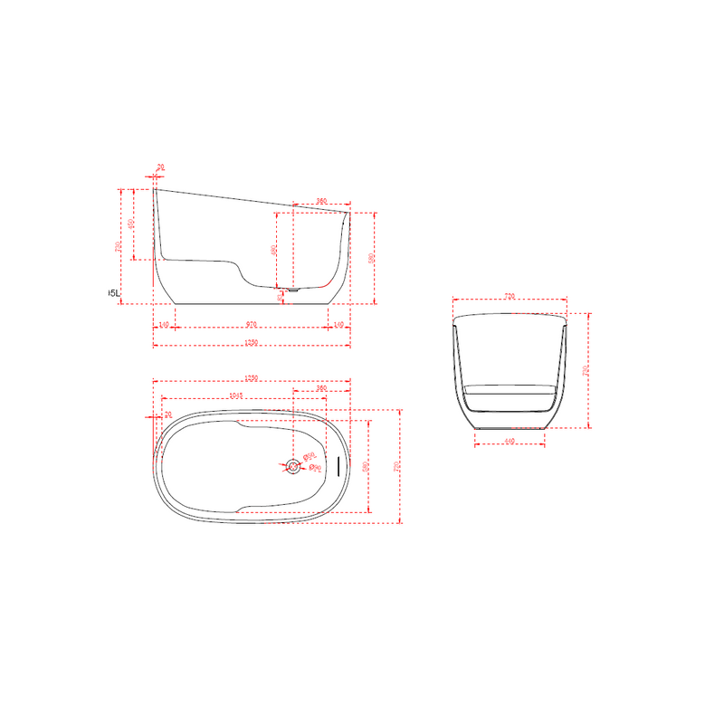 Akira 1250mm Japanese Soaking Freestanding Bath Tub With Seat - Acqua Bathrooms