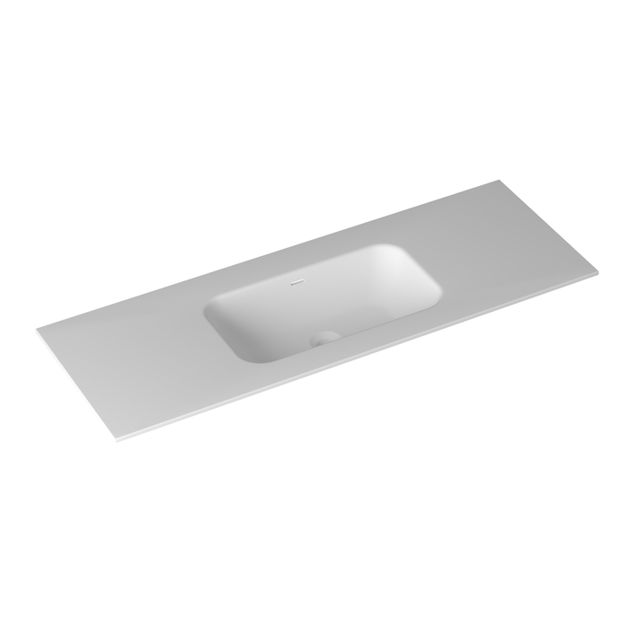 1200mm Square Matte White Solid Surface Stone Integrated Top with Overflow