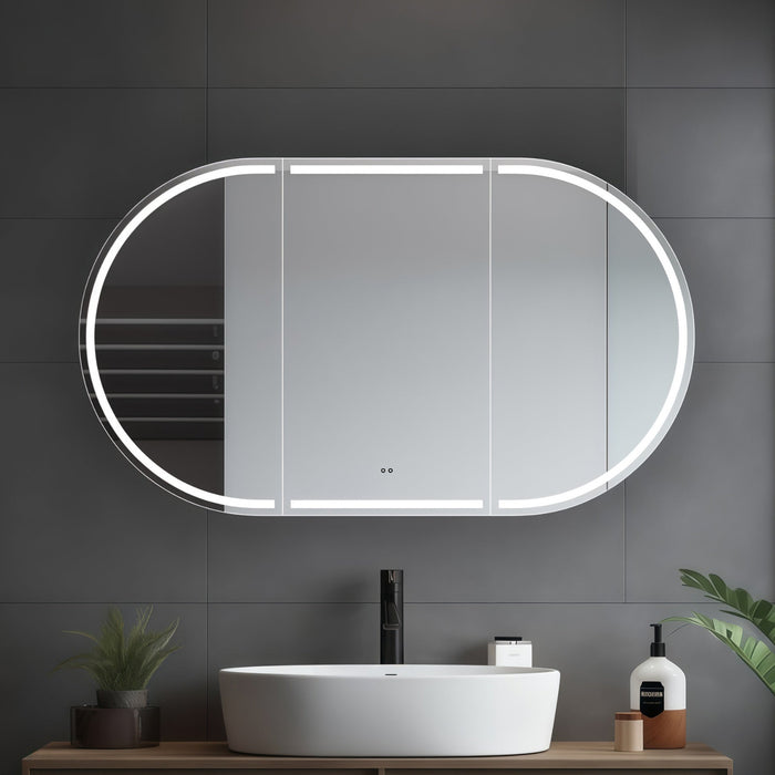 Stella Touchless LED 1200 x 700 Matte White Oval  Shaving Cabinet