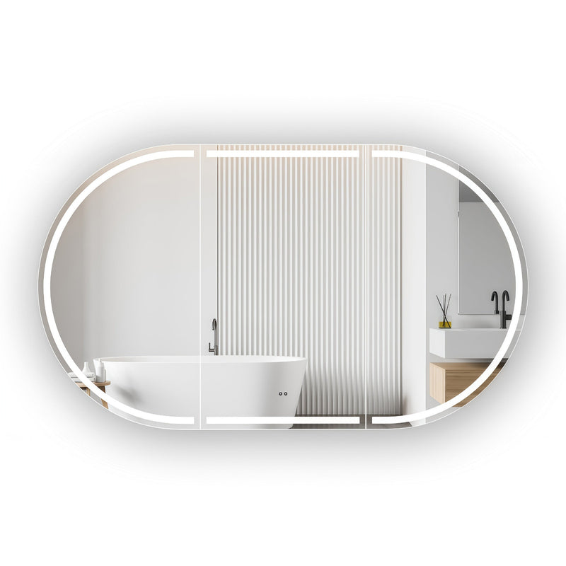 Stella Touchless LED 1200 x 700 Matte White Oval  Shaving Cabinet