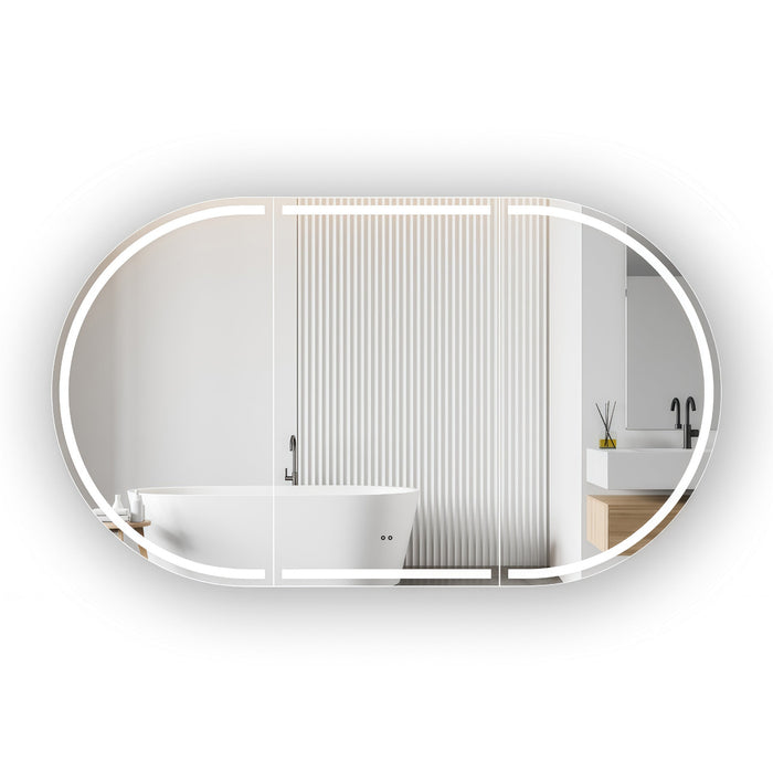 Stella Touchless LED 1200 x 700 Matte White Oval  Shaving Cabinet