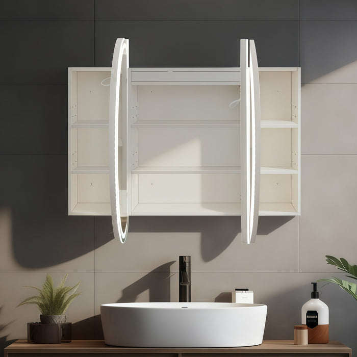Stella Touchless LED 1200 x 700 Matte White Oval  Shaving Cabinet