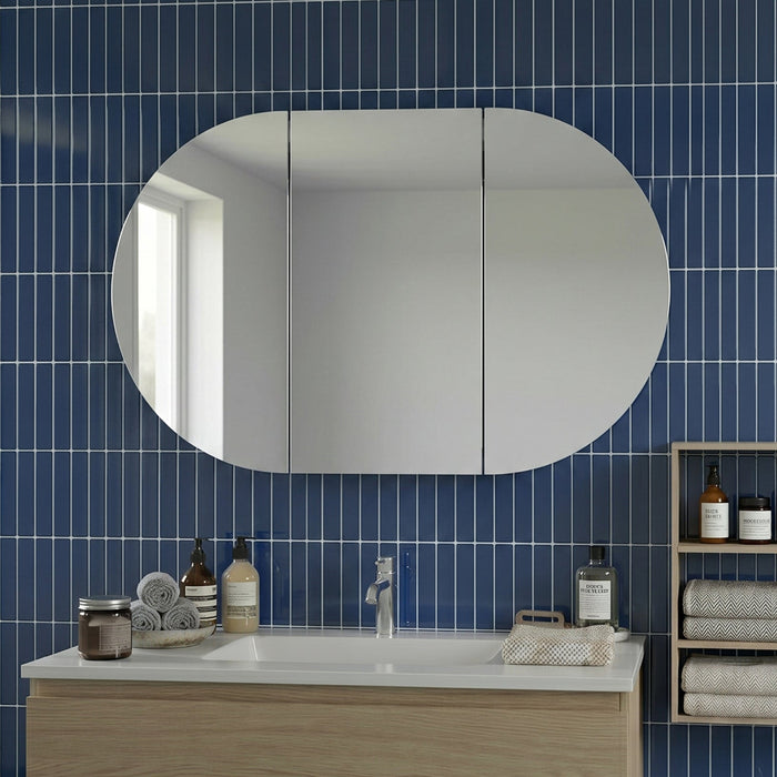 Stella 1200 x 700 Matte White Oval  Shaving Cabinet