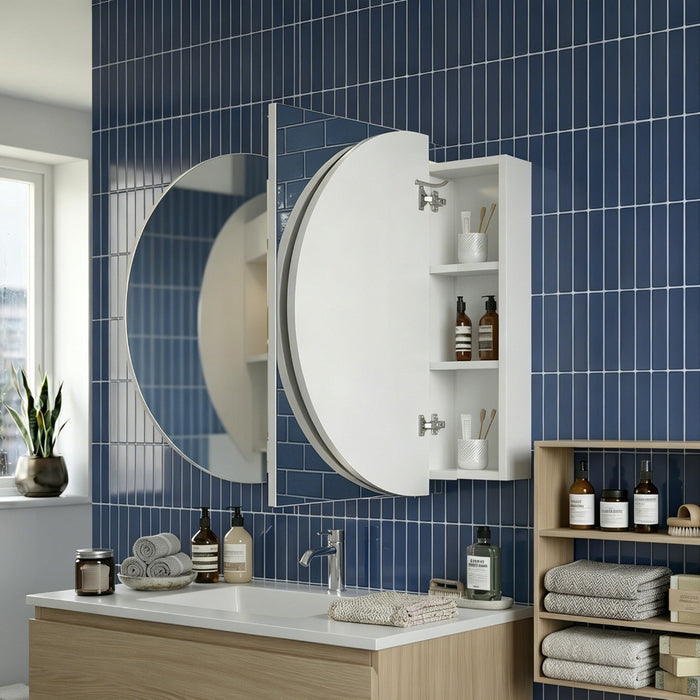 Stella 1200 x 700 Matte White Oval  Shaving Cabinet