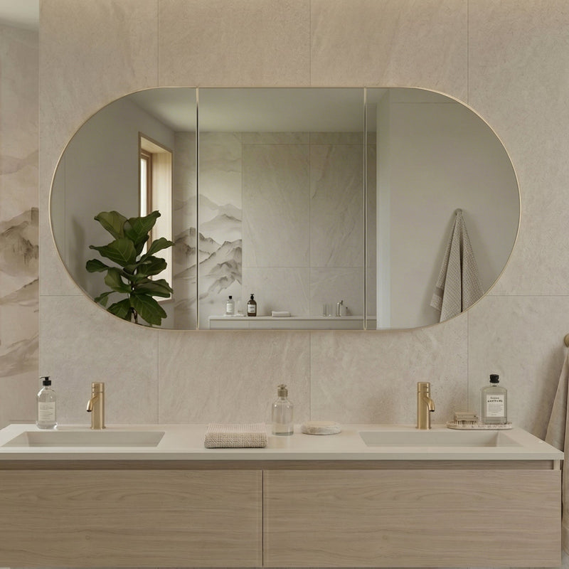 Stella 1500 x 800 Matte White Oval  Shaving Cabinet