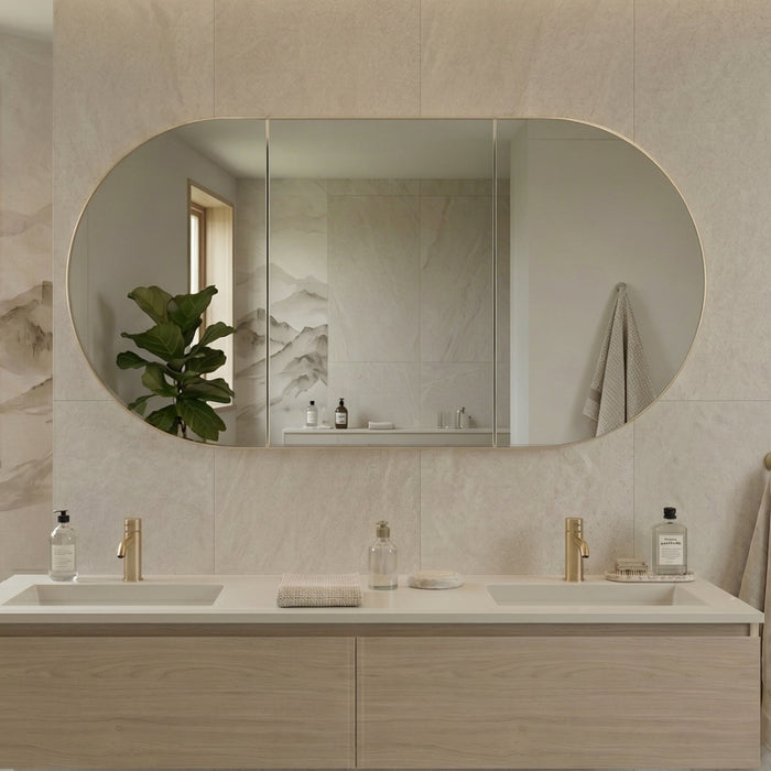 Stella 1500 x 800 Matte White Oval  Shaving Cabinet