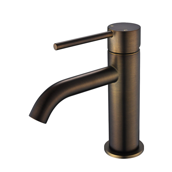 Star Mini Antique Brass Basin Mixer - Curved Spout