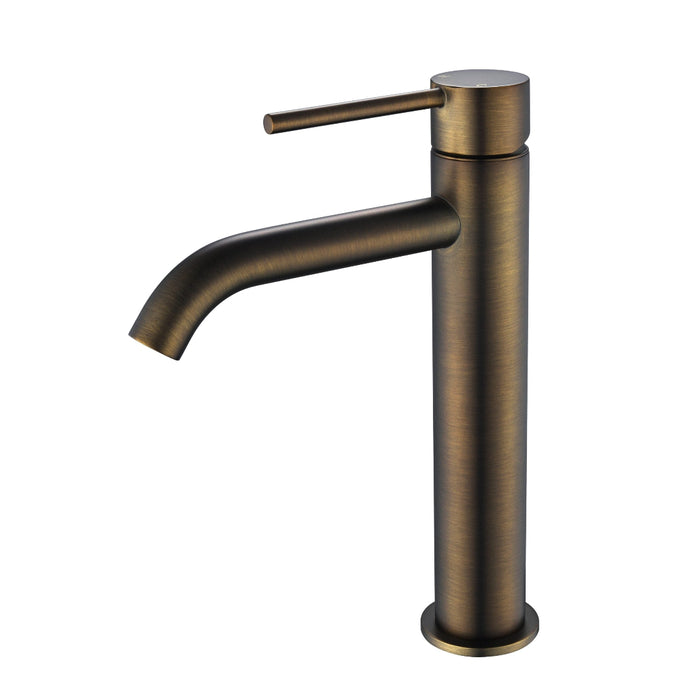 Star Mini Antique Brass Mid Basin Mixer - Curved Spout