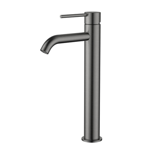 Star Mini Gun Metal Tall Basin Mixer - Curved Spout - Acqua Bathrooms