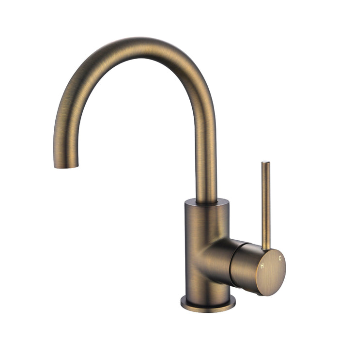 Star Mini Antique Brass Swivel Basin Mixer