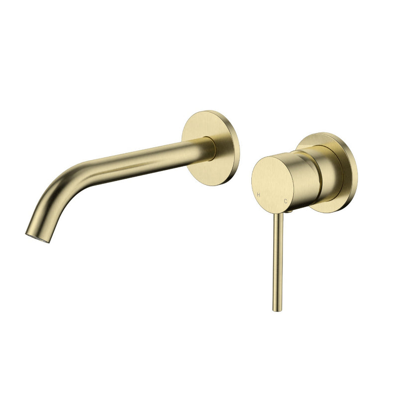 Star Mini Brushed Gold Wall Basin Mixer Combination Separate Backplate