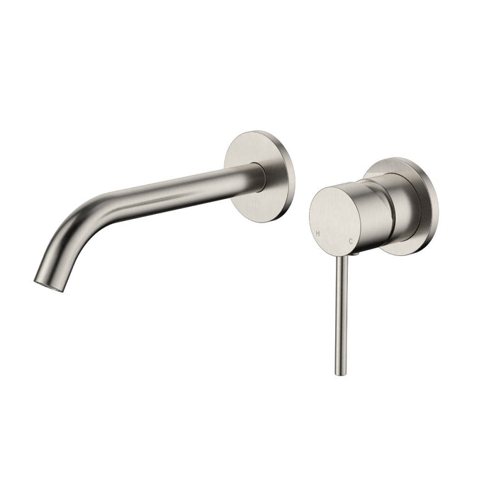 Star Mini Warm Brushed Nickel Wall Basin Mixer Combination Separate Backplate
