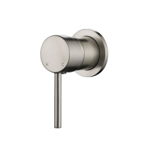 Star Mini Brushed Nickel Wall Mixer - 60mm Plate - Acqua Bathrooms