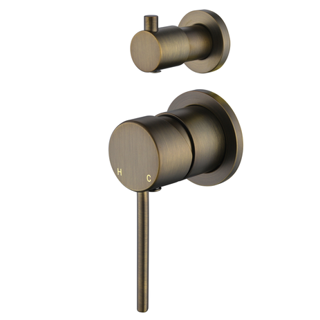 Star Mini Antique Brass Wall Diverter - Sperate Back Plate