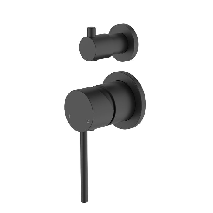 Star Mini Matte Black Wall Diverter - Sperate Back Plate