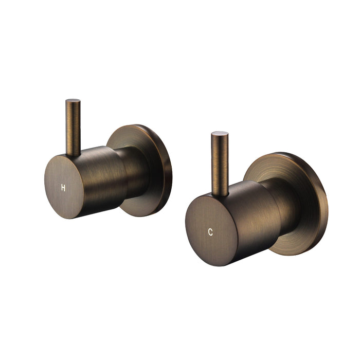 Star Mini Antique Brass Pin Wall Tap Set 1/4 Turn