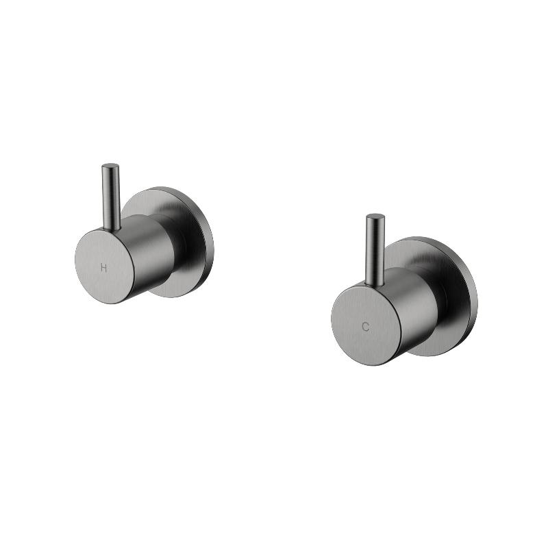 Star Mini Gun Metal Pin Wall Tap Set 1/4 Turn - Acqua Bathrooms