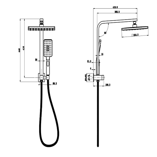 Ikon Sando Black Mini Multifunction Shower Rail - Acqua Bathrooms