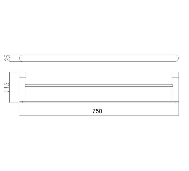 Classic Matte Black 750mm Double Towel Holder