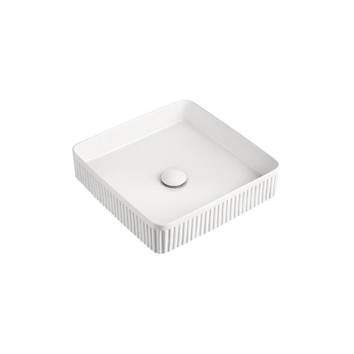 Fluted Square Gloss White Above Counter Basin By Indulge® - Acqua Bathrooms