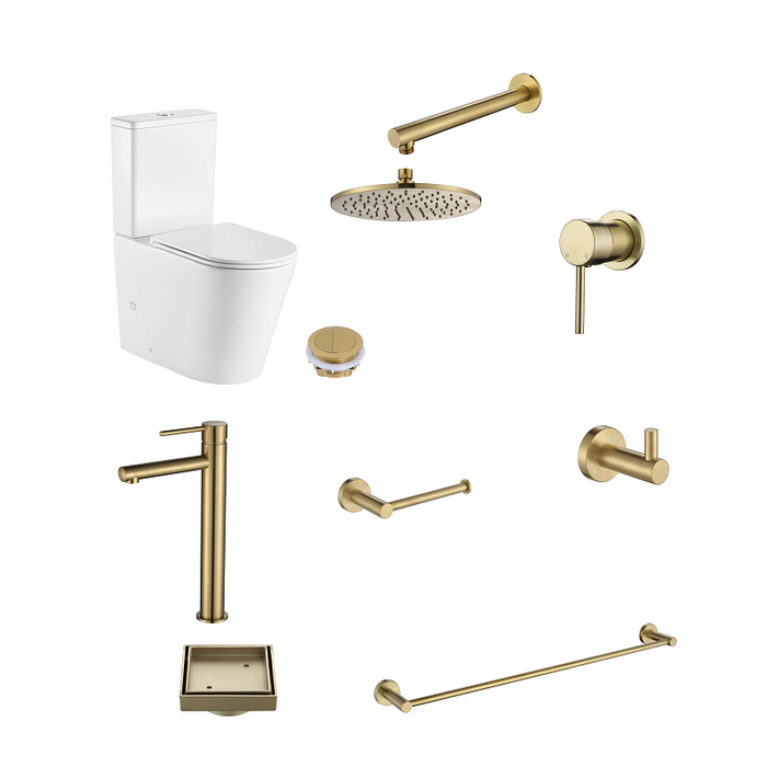 Star Mini Round Brushed Brass / Bronze Bathroom Package - Acqua Bathrooms