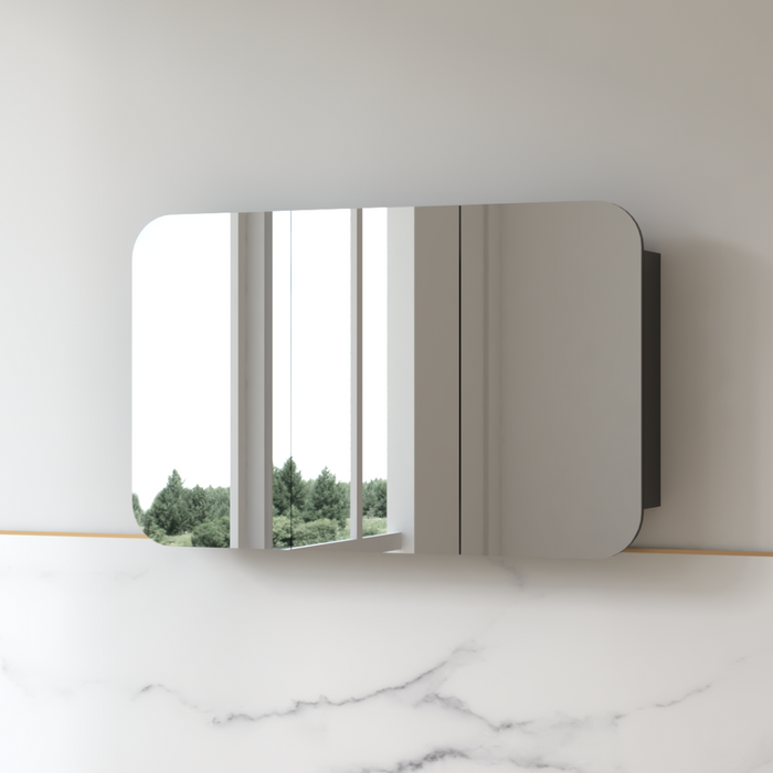 Tetra 1200 x 750mm Matte Black Soft Square Shaving Cabinet