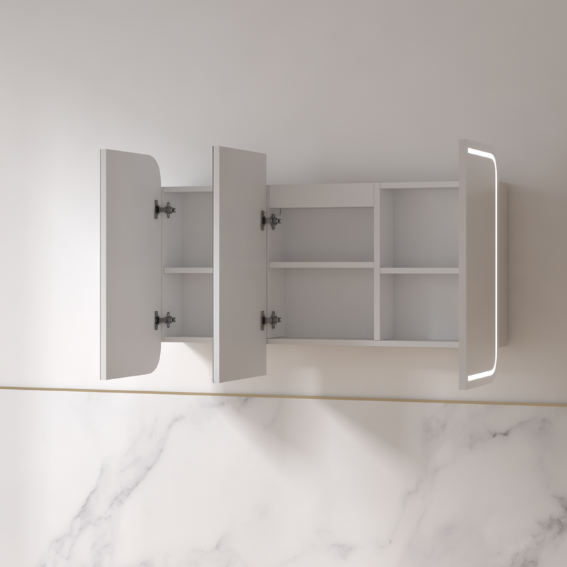 Tetra LED 1200 x 750mm Matte White Soft Square Shaving Cabinet - Acqua Bathrooms